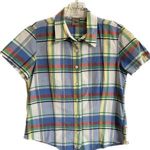Cruel Girl Plaid Shirt Short Sleeve Medium